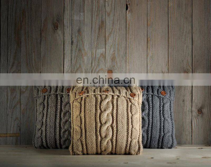 2019 New Design Decorative Plain Knitted Sofa Decorative Pillow Case