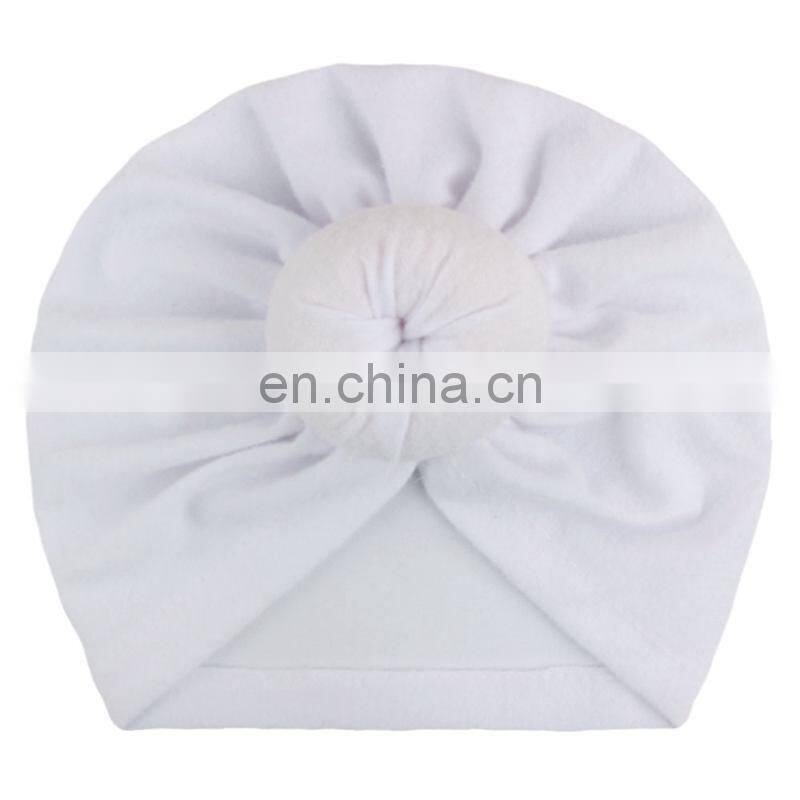 11colors Europe style organic cotton solid color rabbit ear bowknot baby turban hat free choose
