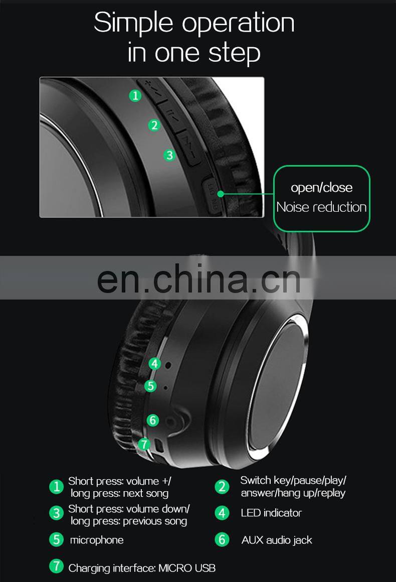 2021 Amazon Best Sell Wireless Noise Cancelling Bt Headband Cheaper Sports Stereo Headset Foldable Deep Bass Earphones Headphone