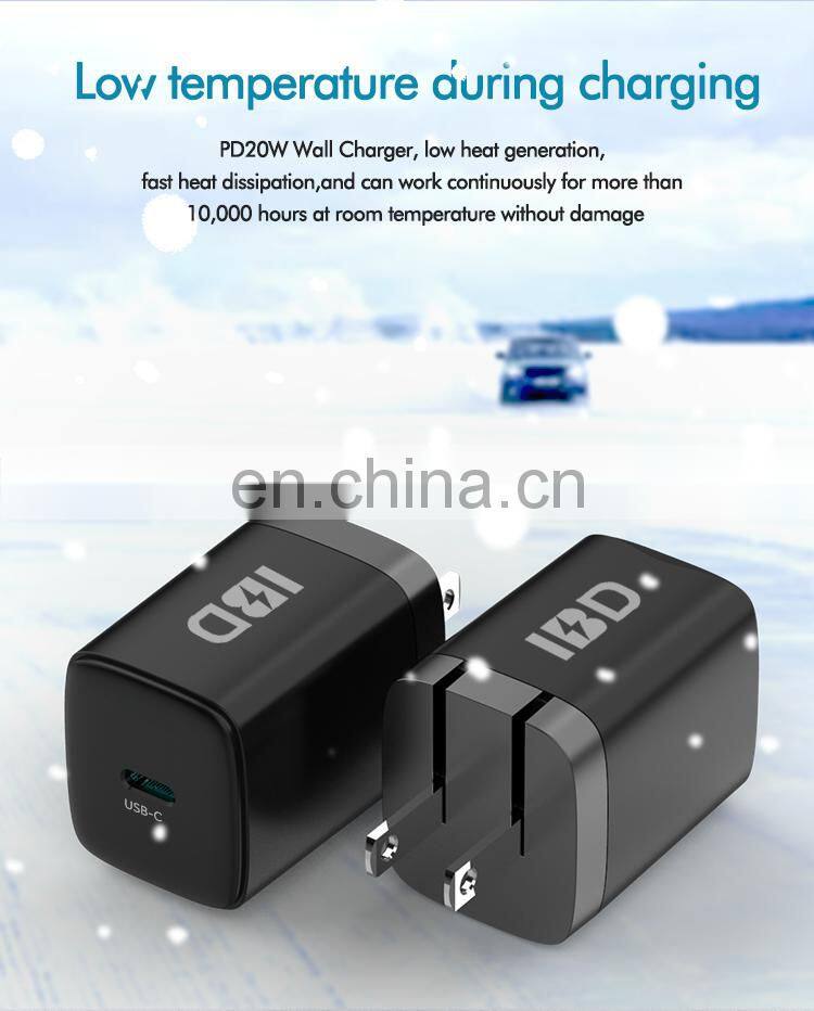 2021 Portable Mobile Phone Fast Charging Adapter Mini USB-C PD20W Charger For iPhone 12 PD 20W charger