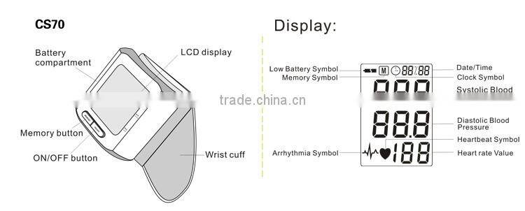 COCOET CS70 wrist watch digital blood pressure monito WITH Rapid Diagnosis