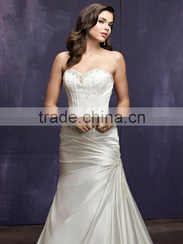 Excellent Sweetheart Neckline Strapless with Beads Bodice and ruffle Wedding Dresses