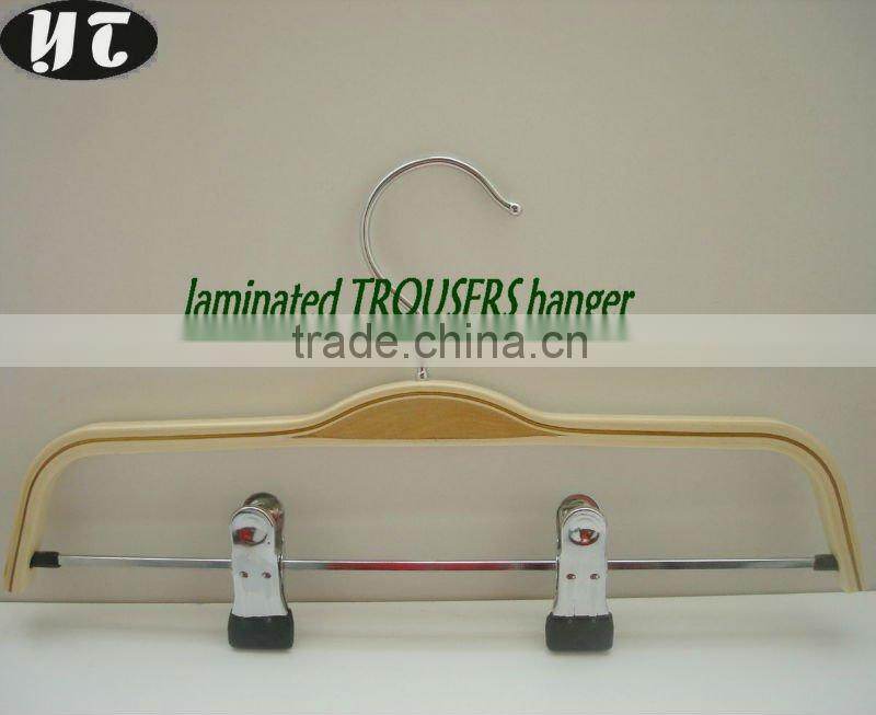 AT70 cheap wood laminated pants hanger with clip
