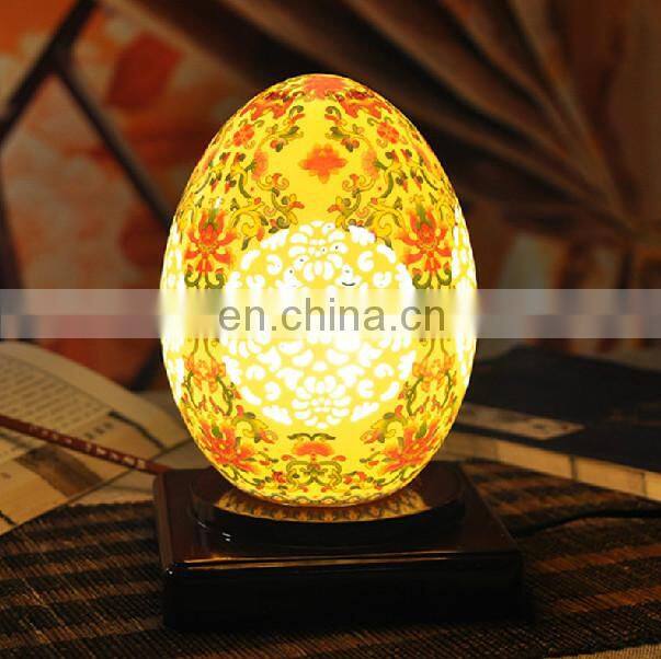 Special chinese ivory color glazed ceramic bedroom lamp