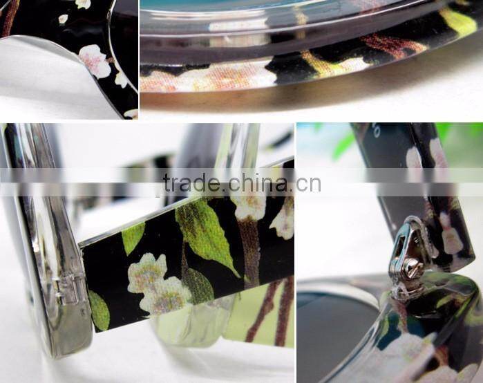 ladies new model flower heat transfer printing frame sunglasses