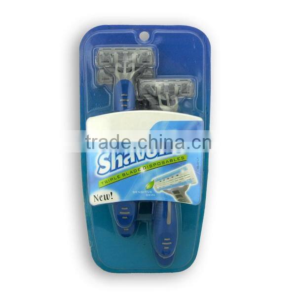 rubber handle triple blade shaving razor blades