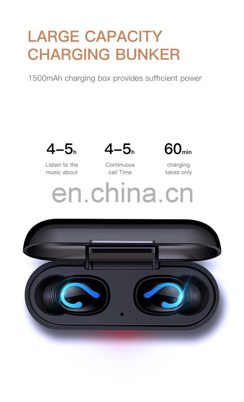 Q32 tws 5.0 noise cancelling waterproof tws wireless earbuds 1500mah power bank earphone