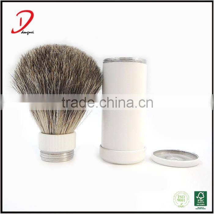 white protable travel shaving brush,removeable pure badger hair shaving brush