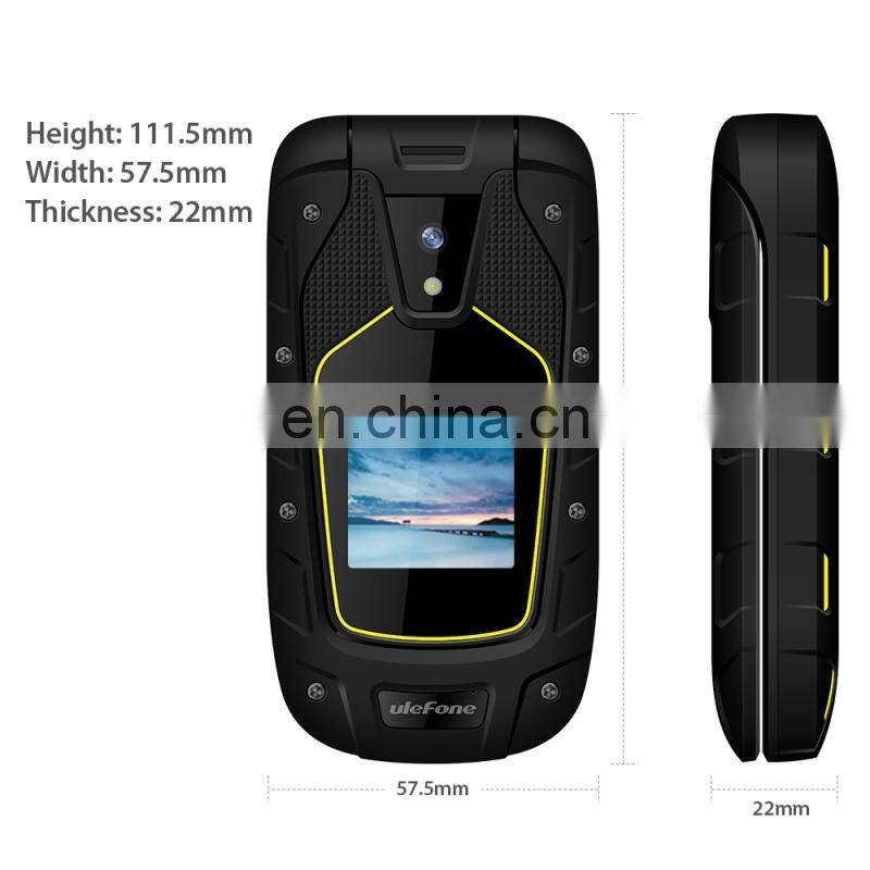 2.4 inch + 1.44 inch Ulefone Armor Flip Rugged Phone IP68/IP69K/MIL-STD-810G Waterproof GSM 2g mobile phone