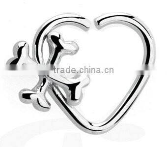 Heart and cross bone 316L surgical steel Tragus cartilage Daith Body Piercing Jewelry