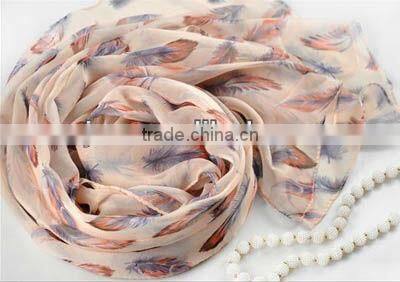 2013 new style custom feather logo colorful fashion summer scarf