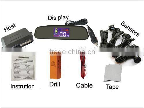 Hot selling lcd display parking sensor wireless with 4 rear sensors and bibi sound