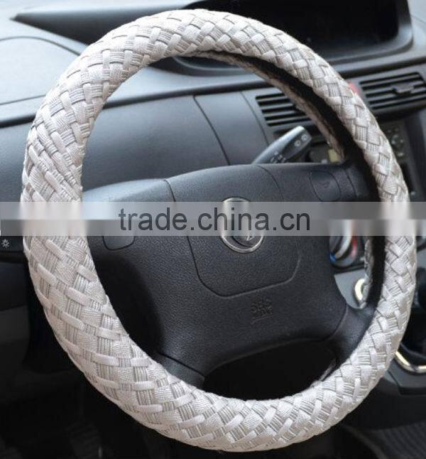 cream knitted pvc steering wheel cover