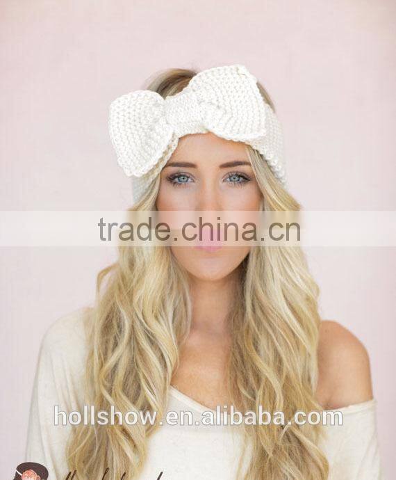 Fashion Cute Bowknot Flower Plain Knitting Lady Women Headband