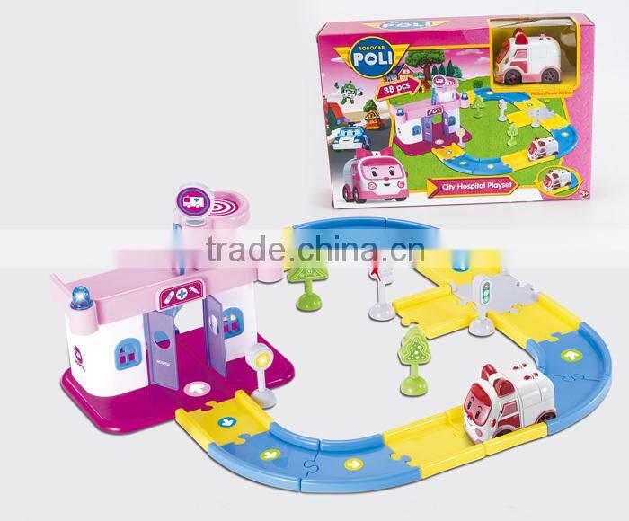 POLI theme orbit ambulance station parking lot robocar poli set