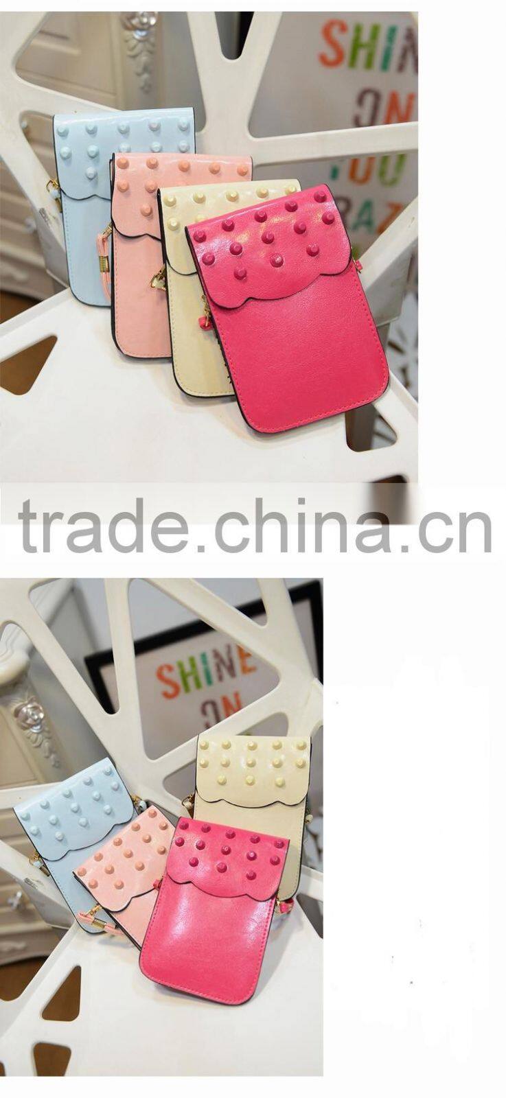Wholesale lady pu wallet mobile phone bag shoulder bag for cell phone