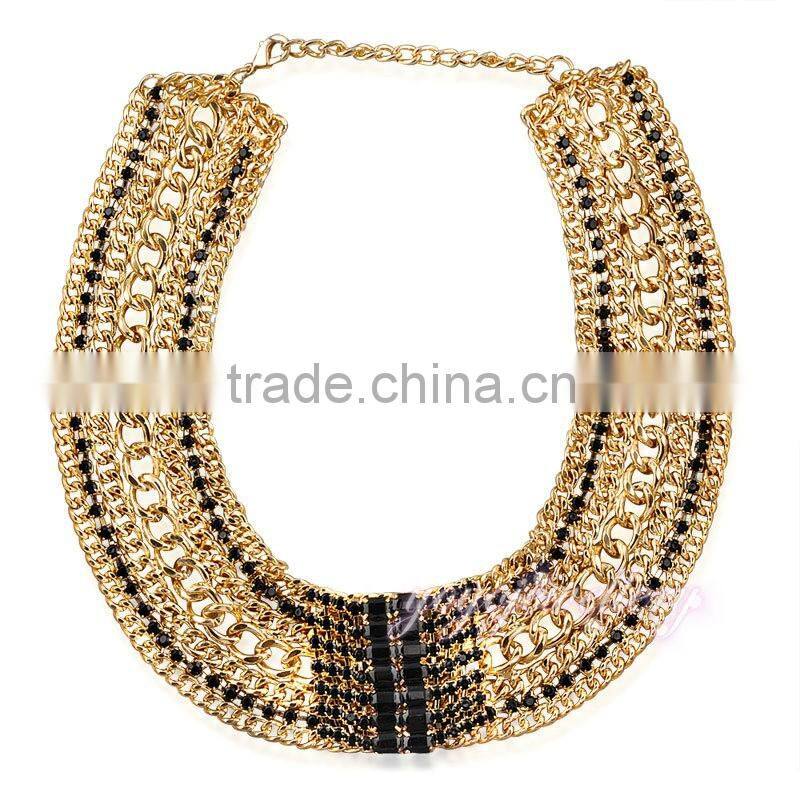 New design gold plated choker wholesale chunky statement necklace in china