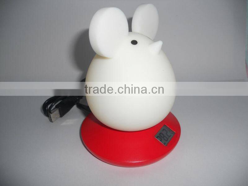 Micro USB LED night light with thermometer