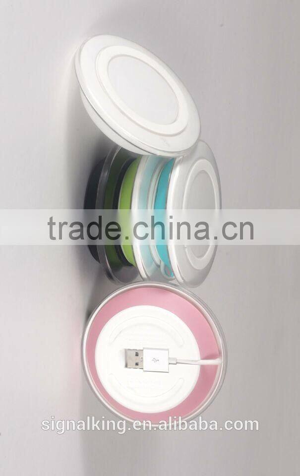 Factory Wholesale Fast Charging QI Wireless Charger Wireless Charger Pad Built In USB Cable For Samsum S6 All Smart Phone