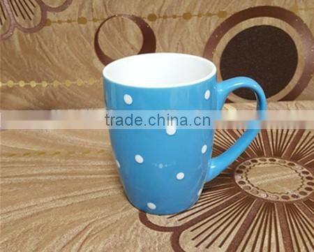 10 oz blue glazed belly shape hand painting ceramic mug