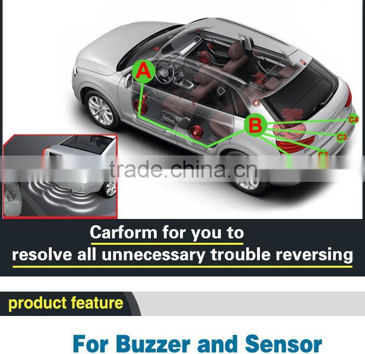 Car bibi alert front and rear parking sensors with 3 colors and 8 stage slim lED display