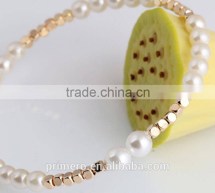 New Women Pearl Bangles Rose Gold Plated Charm Bracelets Fashion Jewelry