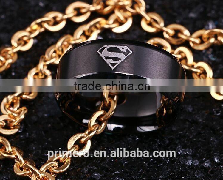 Superman titanium stainless steel Men Ring Superman Logo Finger Rings 3 Colors Fashion designs