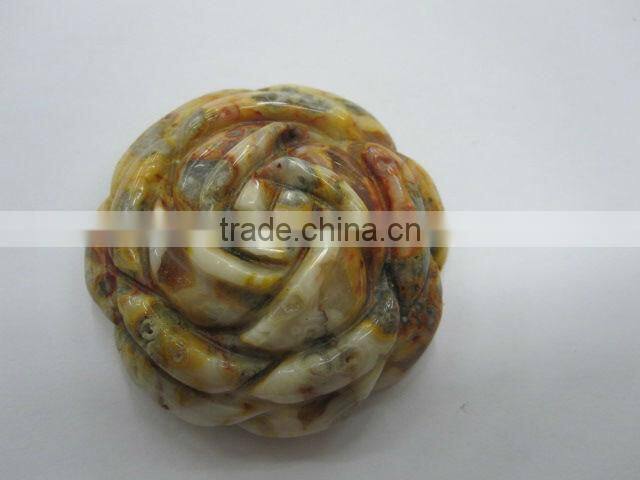 Crazy Agate carved rose