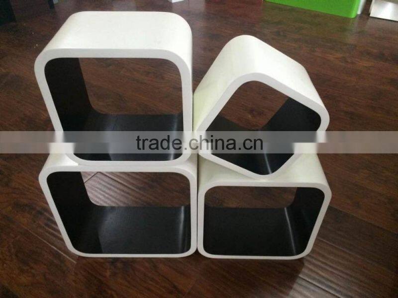 MDF decorative round corner cube wall shelf set4