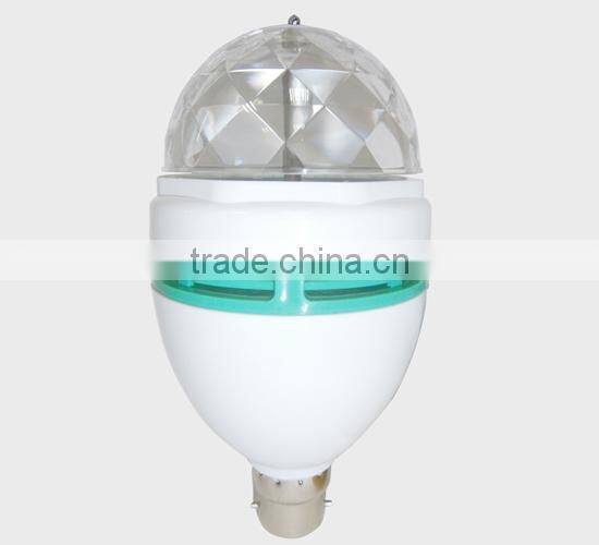 3W E27 RGB rotating automatic color changing led light rechargable