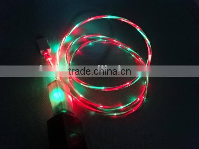 factory wholesale charging and data dual color led micro cable