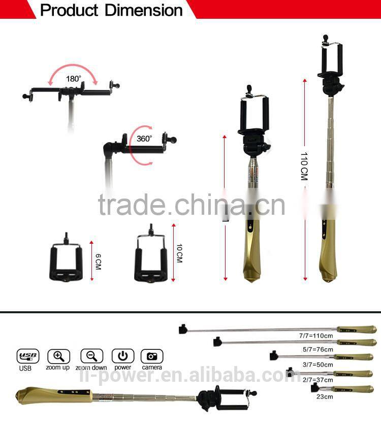 Intergrated foldable selfie timer monopod