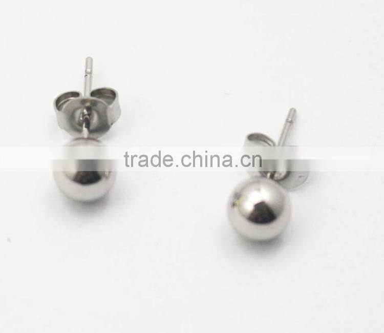 High polish round ball Screw Back Earring stainless steel Stud Earrings Screw
