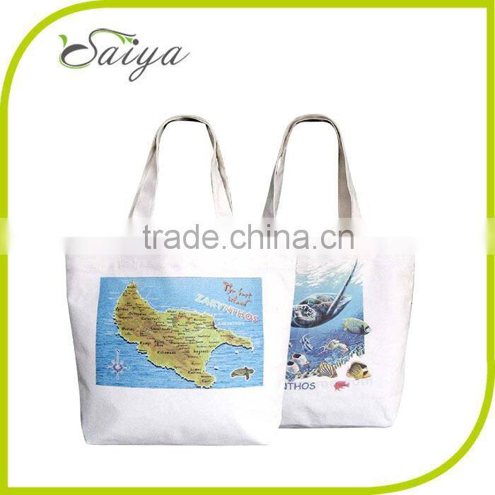 100% cotton transfer printed promotional recycled bag map image canvas bag for shopping