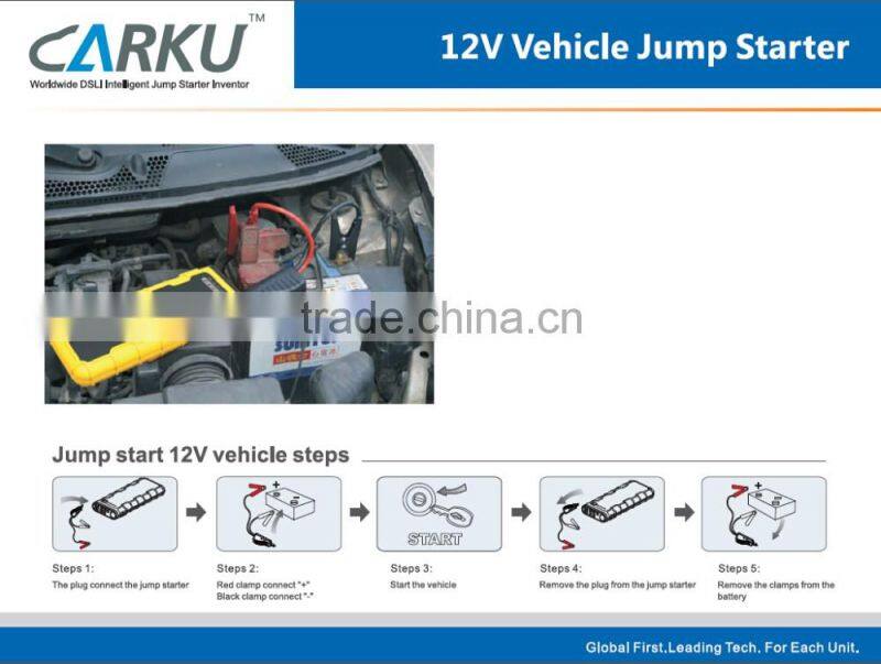 yellow and black case CARKU portable jump starter 18000mAh car battery booster