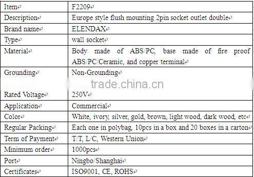 Europe Surface Mounting 2 pin Wall Socket Outlet (S2209)