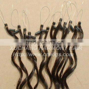 Popular double beads remy micro loop indian hair extensions