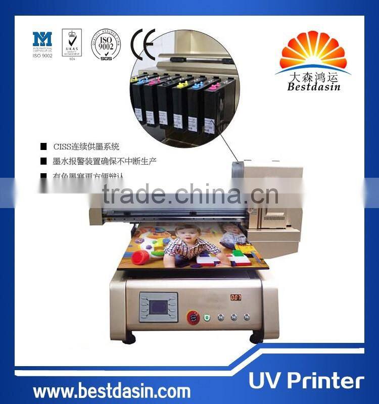 2016 shenzhen bestdasin A2 size 42cmX80cm 40cmx60cm Digital Glass Painting Machine UV Flatbed Printer factory Price