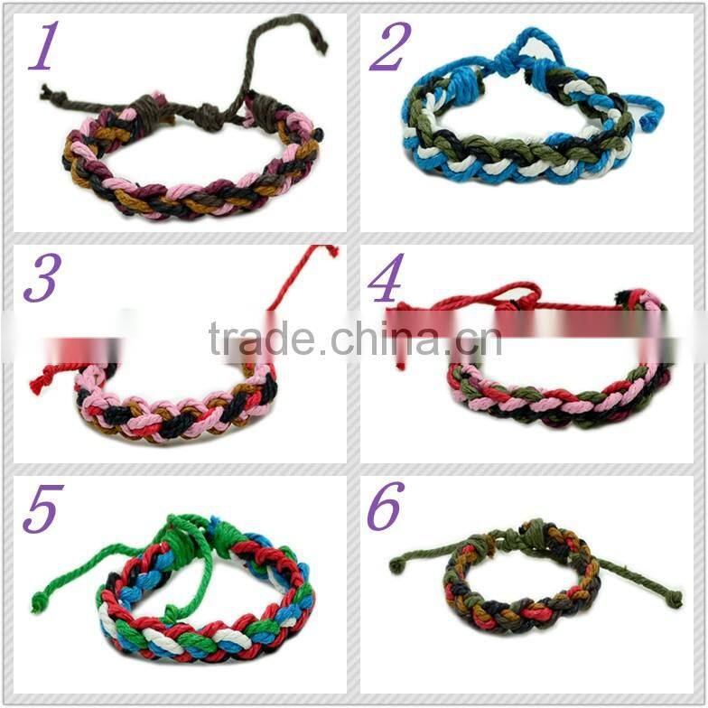 2016 New Arrival Wholesale handmade multi-colour cotton cord braided friendship bracelet