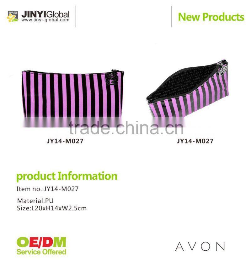 Fashion Stripe Women Portable Cosmetic Beauty Makeup Hand Case Bag Makeup Bags