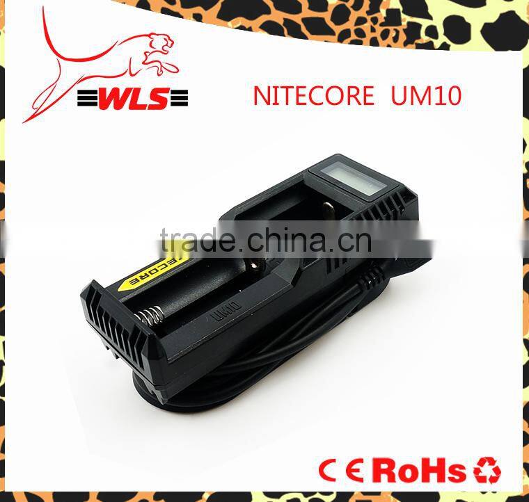 Wlspower Nitecore UM10 LCD screen black single charger UM10 18650 li-ion battery charger aaa aa ni-mh battery charger