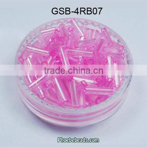 Wholesale Fashion 4mm Rainbow Colors Bugle Decorative Glass Beads GSB-4RB07