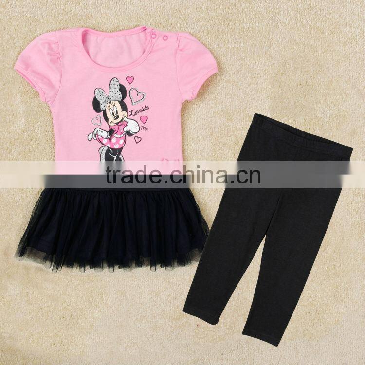 (FG5608) Sweet girls two pieces sets with dress and pant kids comfortable clothes little girls fall sets