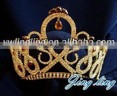 large full round rhinestone crystal silver pageant crowns for sale
