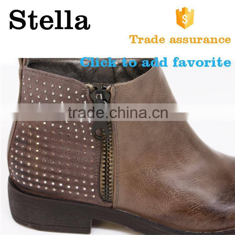 top selling fashion rubber sole tan leather ankle boots