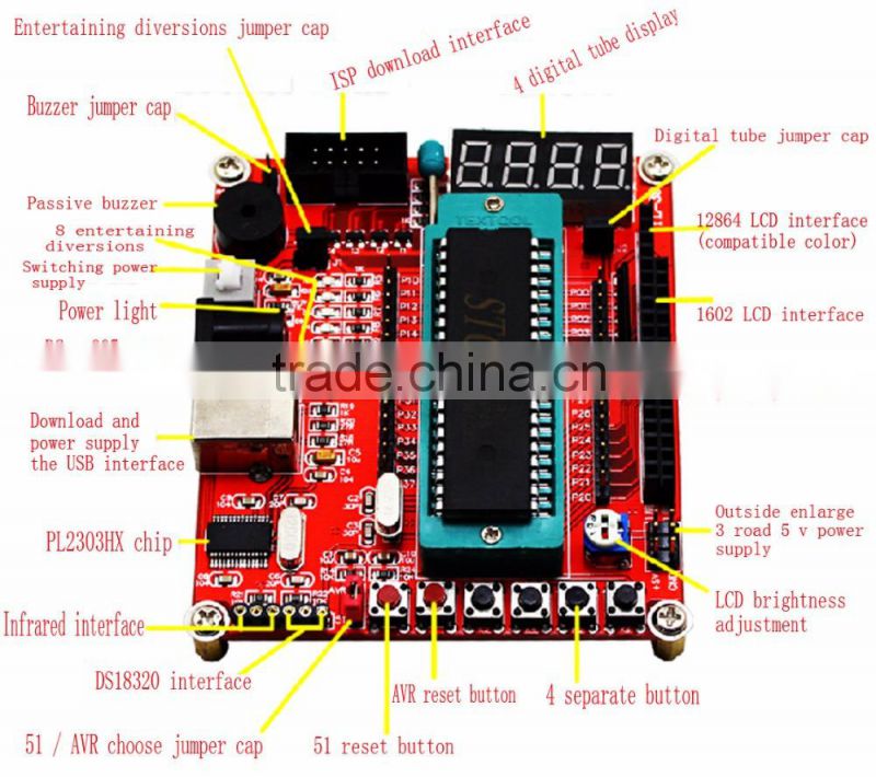 New 51/AVR MCU Development Board System Control Panel with STC89C52 Chip
