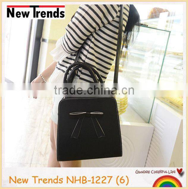 Fashion pastel pink bow PU handbag