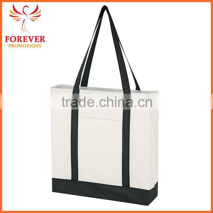 Non-woven Shopping Bag Front Pocket Custom Logo Printed Shopping Tote Bag With Handles