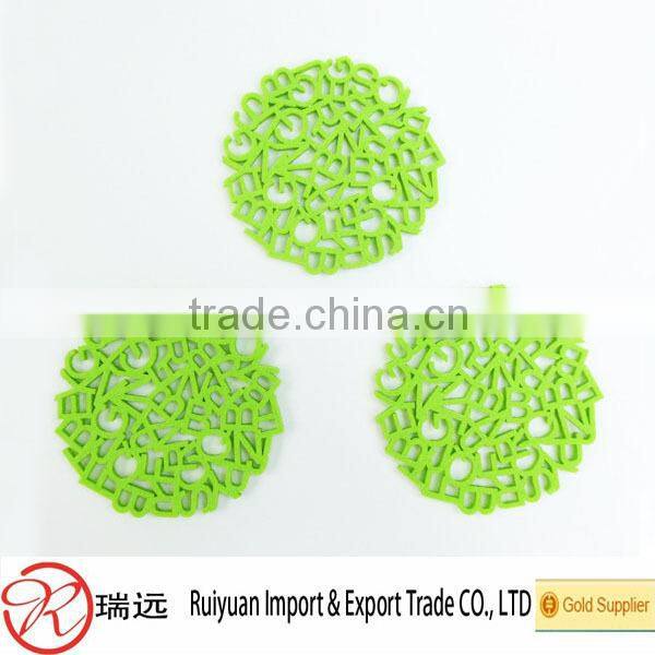 2015 Alibaba Best Sell Customized A-Z Pattern Exquisite Laser-Cutting Felt Cup Mat From Alibaba Gold Supplier
