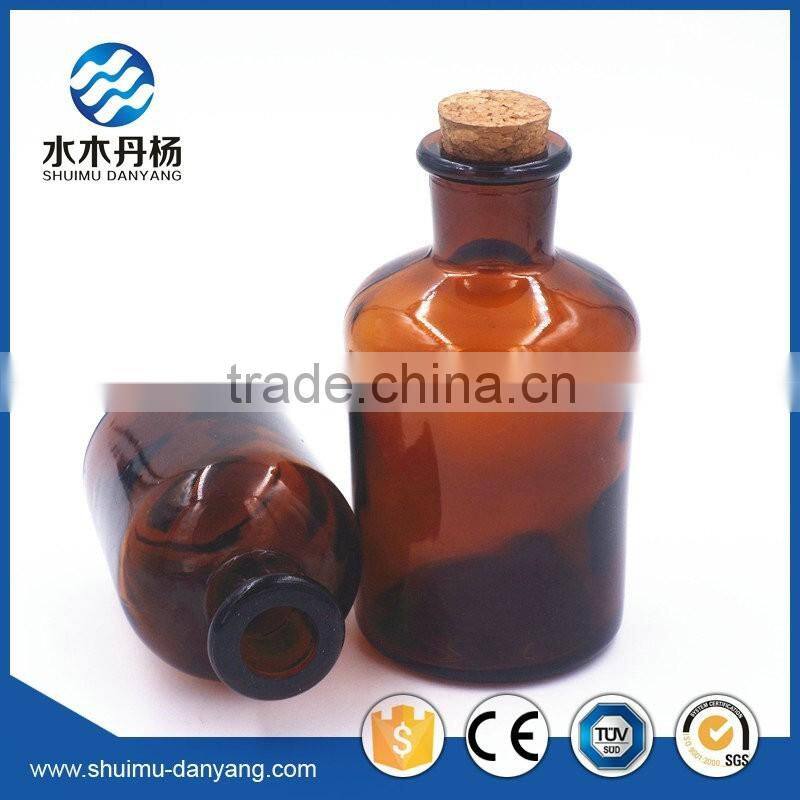 125ml amber narroe mouth glass reagent bottle for laboratory with cork